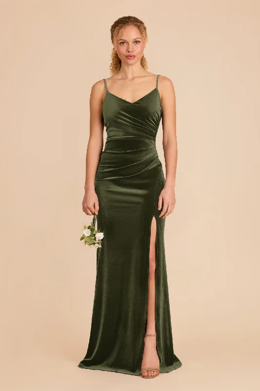 Maternity dress for a baby's first visit to the vineyard Catherine Velvet Dress - Olive Maternity dress for a baby's first visit to the vineyard Catherine Velvet Dress - Olive