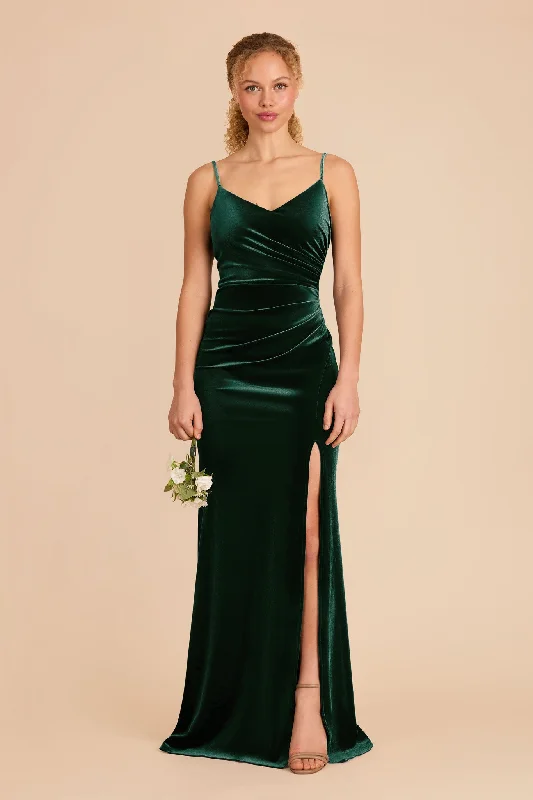 Maternity dress for a fall harvest festival Catherine Velvet Dress - Emerald
