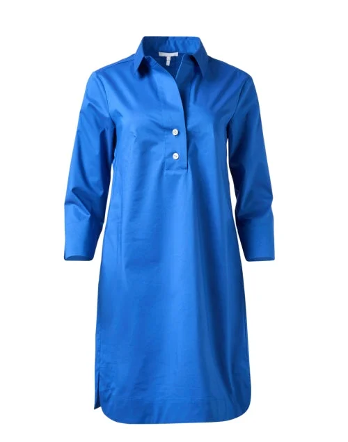 Everyday Dress with Bell Sleeves for a Dramatic Look​ Aileen Blue Cotton Dress