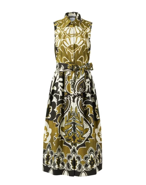  Zalla Damask Print Cotton Shirt Dress