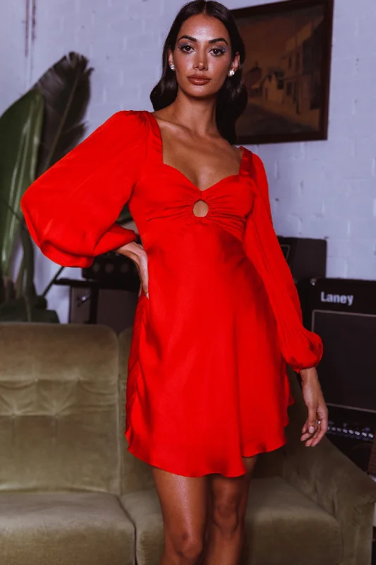 Mini dresses with keyhole necklines Jonah Lace-Up Back Mini Dress Red