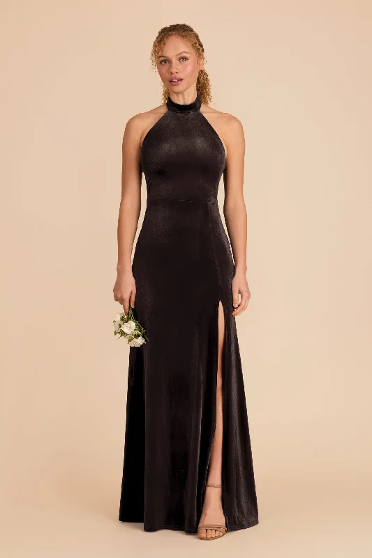 Maternity dress for a baby's first visit to the concert Daphne Velvet Dress - Espresso Maternity dress for a baby's first visit to the concert Daphne Velvet Dress - Espresso