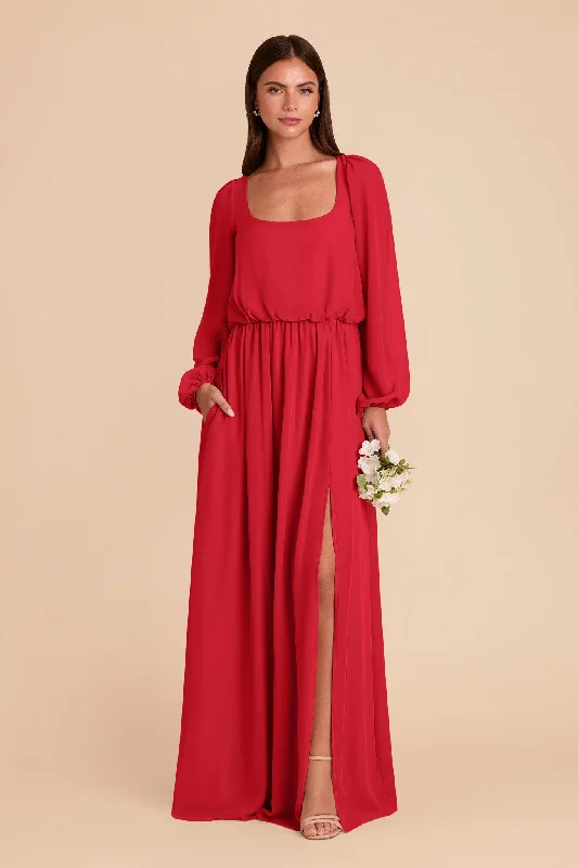 Maternity dress for a Christmas party Eloise Chiffon Dress - Ruby Red