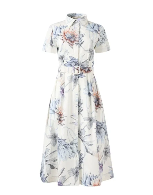 Everyday Dress with Tiered Bodice for a Stylish Look Ivory Dahlia Print Shirt Dress Everyday Dress with Tiered Bodice for a Stylish Look Ivory Dahlia Print Shirt Dress