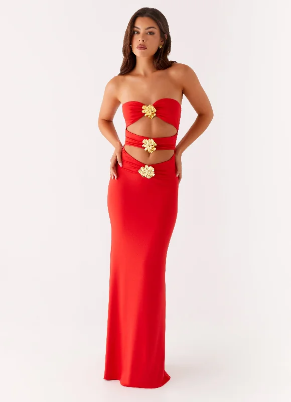 Everyday Dress with Shiny Metallic Thread for a Festive Feel​ Raye Maxi Dress - Tangerine