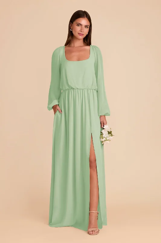 Maternity dress for a dinner date with partner Eloise Chiffon Dress - Pistachio