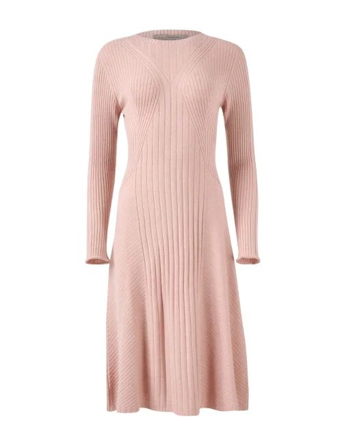 Everyday Dress with Batik Print for an Ethnic Look​ Pink Cashmere Knit Dress