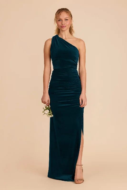 Maternity dress for a baby's first visit to the opera Claudia Velvet Dress - Peacock Maternity dress for a baby's first visit to the opera Claudia Velvet Dress - Peacock