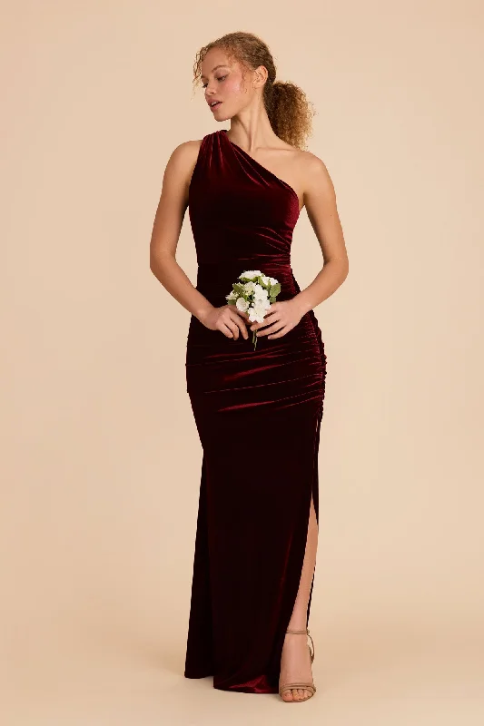 Maternity dress for a mountain getaway Claudia Velvet Dress - Cabernet