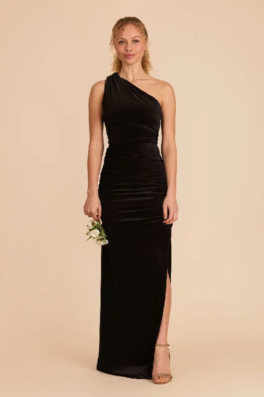 Maternity dress for a baby's naming ceremony Claudia Velvet Dress - Black
