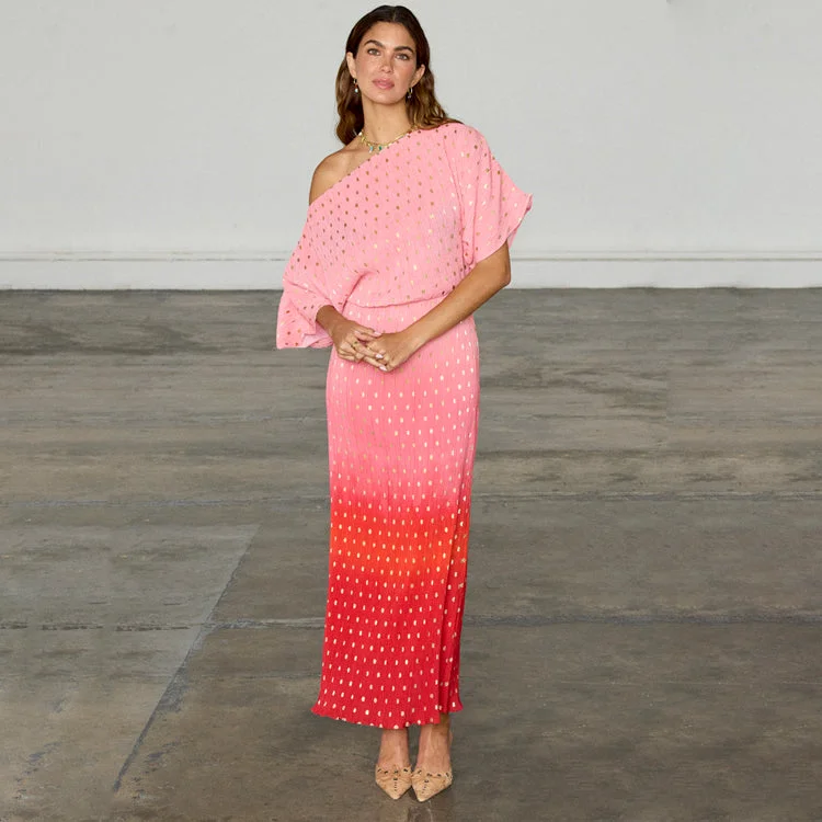 Midi dresses with asymmetric hems for a fashion - forward and dynamic appearance Pink Ombre Tilly Dress Midi dresses with asymmetric hems for a fashion - forward and dynamic appearance Pink Ombre Tilly Dress