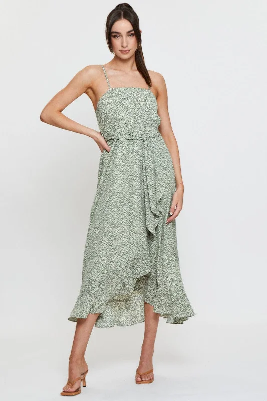 Sheath midi dresses with beaded embellishments for a formal occasion Geo Print Midi Dress Sleeveless Ruffle Hem Sheath midi dresses with beaded embellishments for a formal occasion Geo Print Midi Dress Sleeveless Ruffle Hem