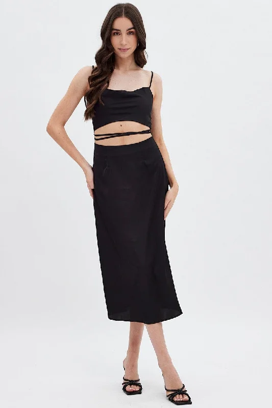 Midi dresses with cotton - blend materials for everyday comfort Black Midi Dress Cowl Neck Satin Midi dresses with cotton - blend materials for everyday comfort Black Midi Dress Cowl Neck Satin