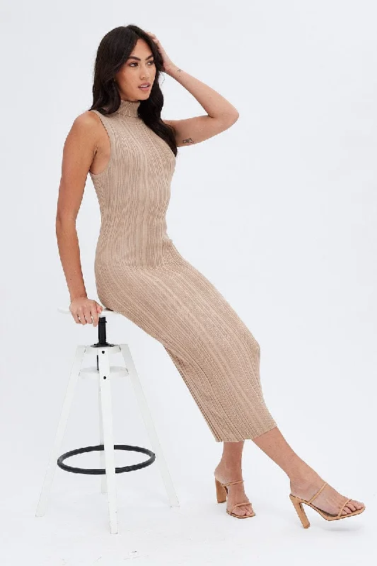 Velvet midi dresses in jewel tones for a glamorous winter event Beige Midi Dress Turtle Neck Bodycon Knitted Rib Velvet midi dresses in jewel tones for a glamorous winter event Beige Midi Dress Turtle Neck Bodycon Knitted Rib