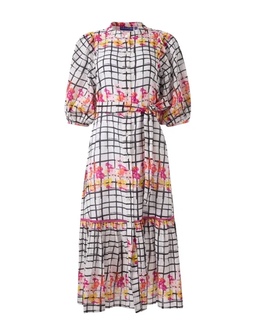 Everyday Dress with Lace - trimmed Hem for Elegance​ Flirty Multi Print Dress