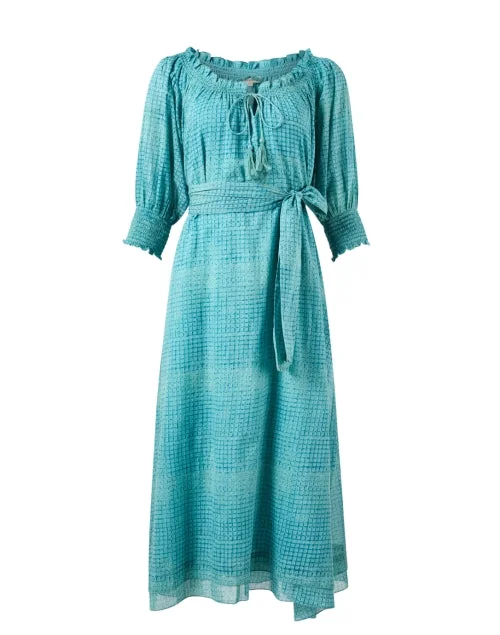  Turquoise Mosaic Print Dress