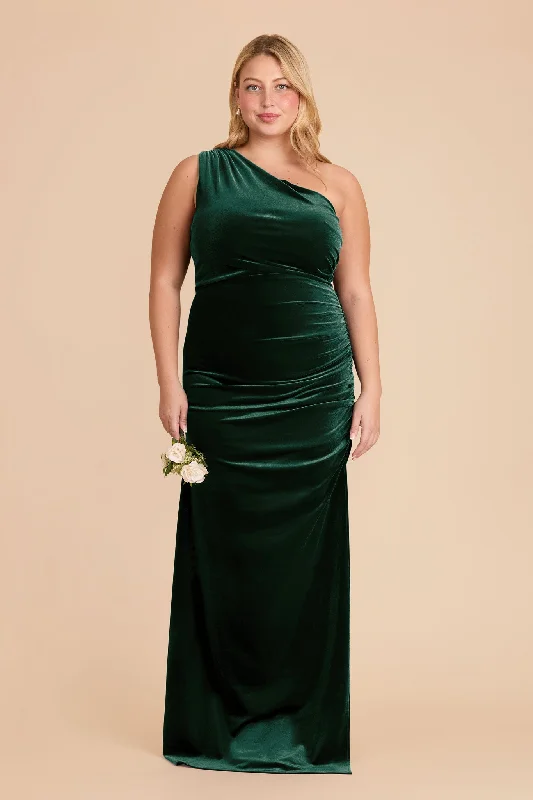 Maternity dress for a baby's dedication Claudia Velvet Dress - Emerald