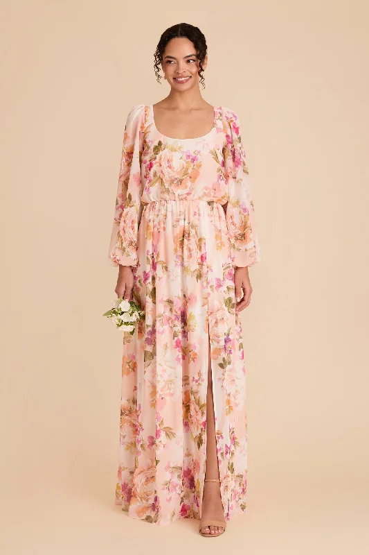 Maternity dress for hospital visits during pregnancy Eloise Chiffon Dress - Coral Sunset Peonies Maternity dress for hospital visits during pregnancy Eloise Chiffon Dress - Coral Sunset Peonies