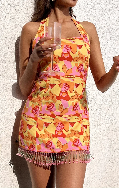Mini dresses with belted waists for a defined silhouette Samba Mini Dress ~ Havana Beaded Sequins Mini dresses with belted waists for a defined silhouette Samba Mini Dress ~ Havana Beaded Sequins
