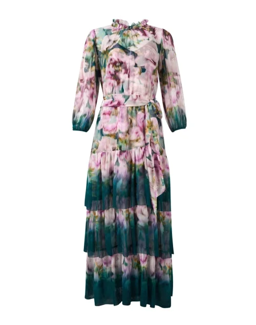  Sara Floral Print Silk Dress