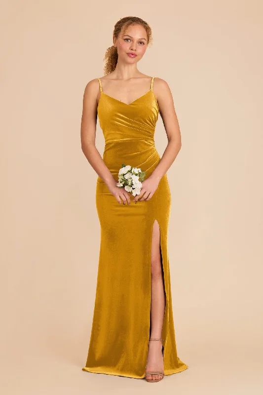 Maternity dress for a family photoshoot Catherine Velvet Dress - Butterscotch