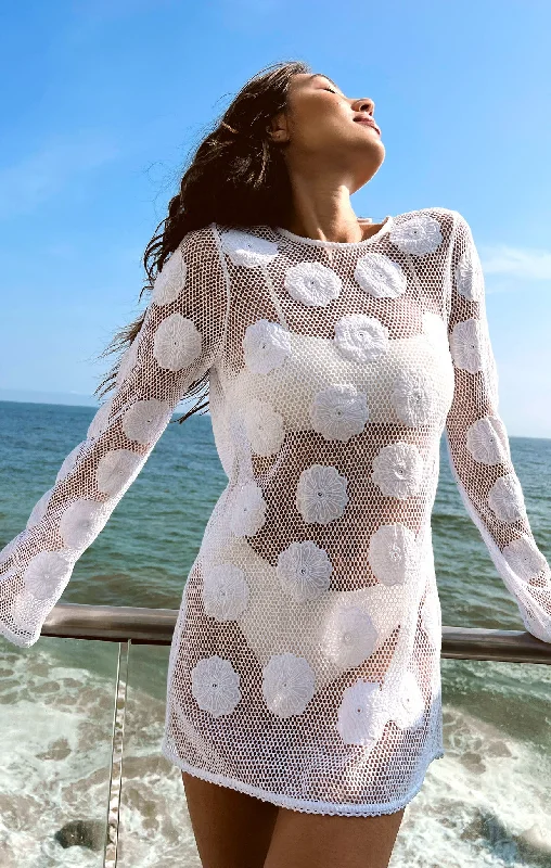 Mini dresses with geometric prints for a modern aesthetic Castaway Coverup ~ Wildflower Mesh Mini dresses with geometric prints for a modern aesthetic Castaway Coverup ~ Wildflower Mesh