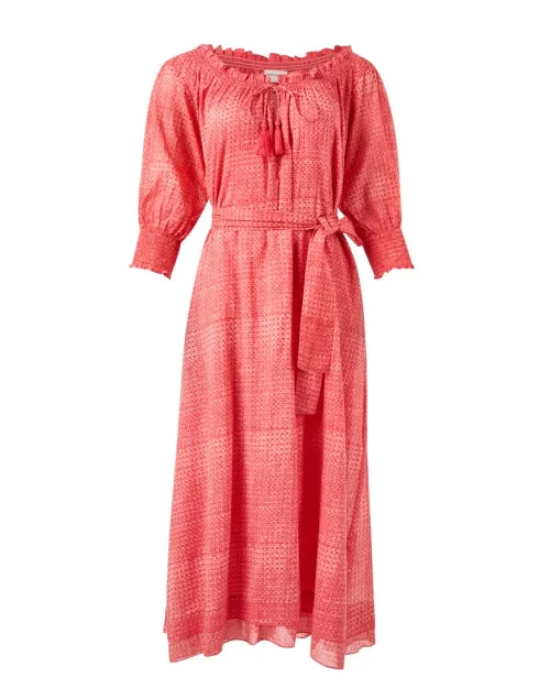  Red Mosaic Print Dress