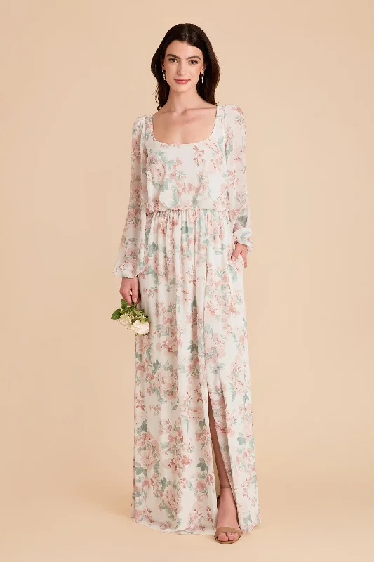 Maternity dress for a baby's first visit to the children's garden Eloise Chiffon Dress - Dusty Apricot Peonies Maternity dress for a baby's first visit to the children's garden Eloise Chiffon Dress - Dusty Apricot Peonies