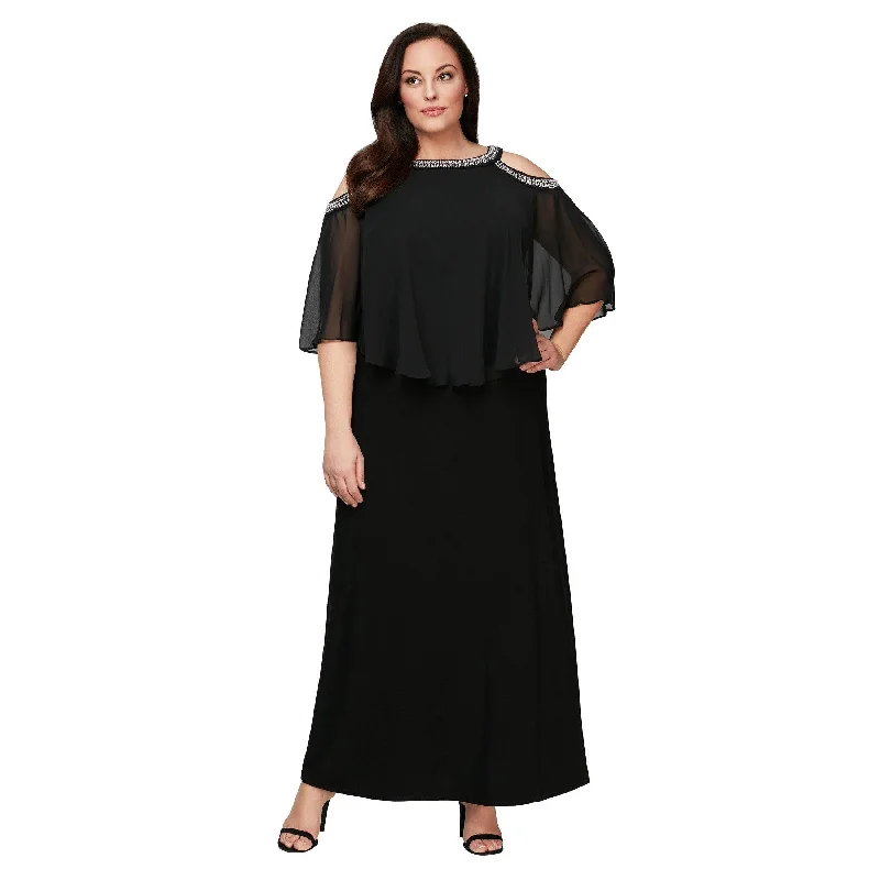 Maternity dress for a garden party Alex Evenings AE4351319 Plus Size Long Capelet Dress Maternity dress for a garden party Alex Evenings AE4351319 Plus Size Long Capelet Dress
