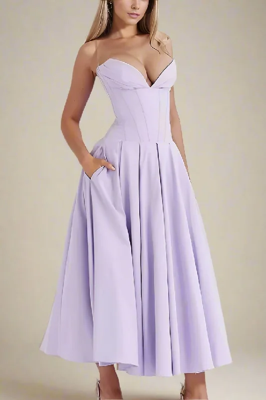  Gabbi Bodycon Midi Dress - Lavender Purple