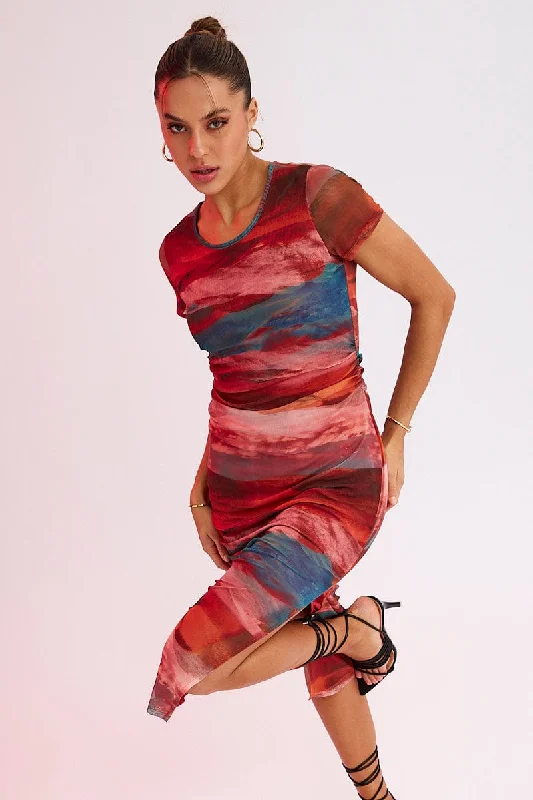 Velvet midi dresses in jewel tones for a glamorous winter event Brown Abstract Midi Dress Short Sleeve Bodycon Mesh Velvet midi dresses in jewel tones for a glamorous winter event Brown Abstract Midi Dress Short Sleeve Bodycon Mesh