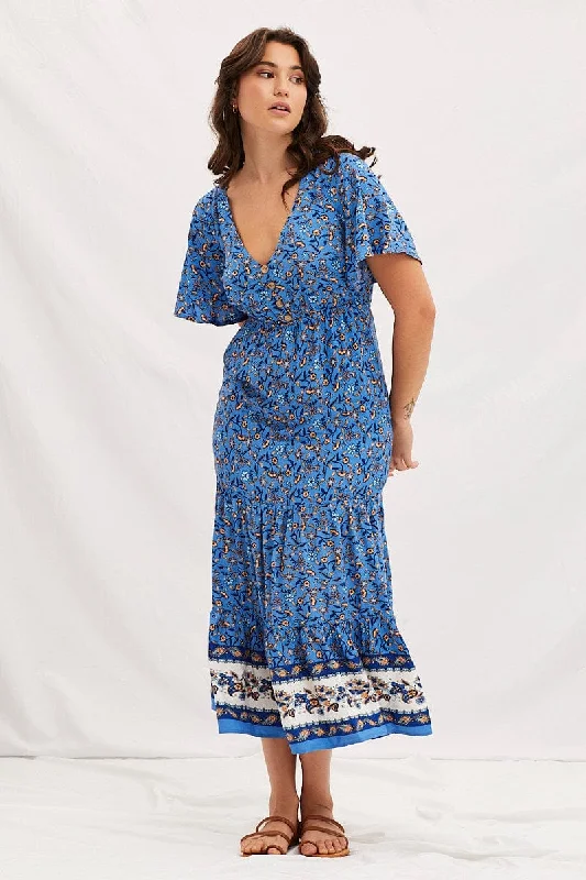 Midi dresses with off - the - shoulder necklines for a flirty look Boho Print V-Neck Short Sleeve Midi Dress Midi dresses with off - the - shoulder necklines for a flirty look Boho Print V-Neck Short Sleeve Midi Dress
