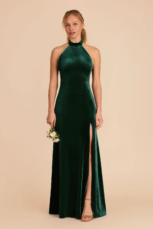 Maternity dress for a baby's first visit to the nature reserve Daphne Velvet Dress - Emerald Maternity dress for a baby's first visit to the nature reserve Daphne Velvet Dress - Emerald
