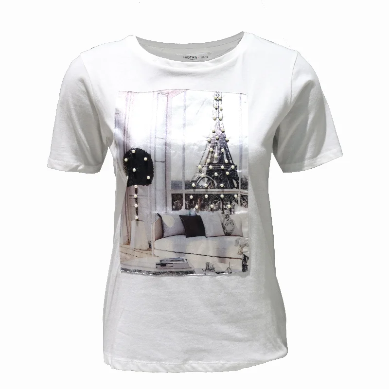Women's Metallic Tight Trousers in Gold for a Glamorous Party EnsembleWhite Print T-Shirt Women's Metallic Tight Trousers in Gold for a Glamorous Party EnsembleWhite Print T-Shirt
