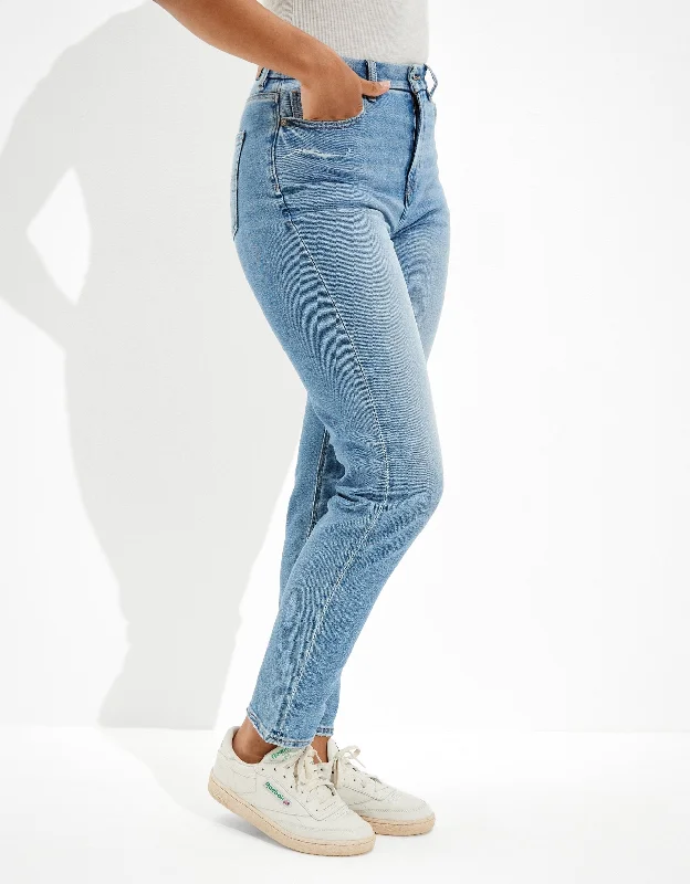 Plus Size Women's Embroidered Tight Trousers in White for a Feminine and Elegant StyleAE Stretch Curvy Mom Jean Plus Size Women's Embroidered Tight Trousers in White for a Feminine and Elegant StyleAE Stretch Curvy Mom Jean