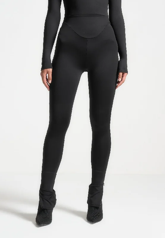 Women's Tight Trousers with Rhinestone Embellishments in Silver for a Sparkly LookÉternelle High Waisted Leggings - Black Women's Tight Trousers with Rhinestone Embellishments in Silver for a Sparkly LookÉternelle High Waisted Leggings - Black