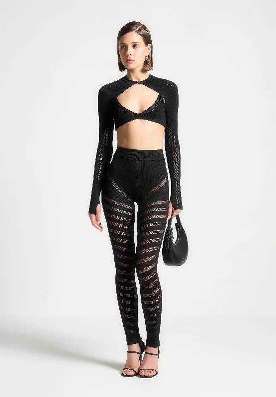 Plus Size Women's Snake - Print Tight Trousers in Brown and Black for a Bold Fashion StatementHigh Waisted Knitted Spiral Contour Leggings - Black Plus Size Women's Snake - Print Tight Trousers in Brown and Black for a Bold Fashion StatementHigh Waisted Knitted Spiral Contour Leggings - Black