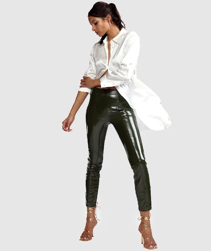 Plus Size Women's Embroidered Tight Trousers in White for a Feminine and Elegant StyleVegan Leather Pant Plus Size Women's Embroidered Tight Trousers in White for a Feminine and Elegant StyleVegan Leather Pant