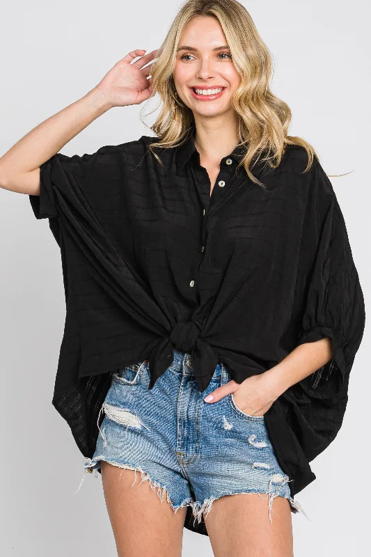convertible women nursing bra with different stylesBlack Button Down 3/4 Sleeve Top