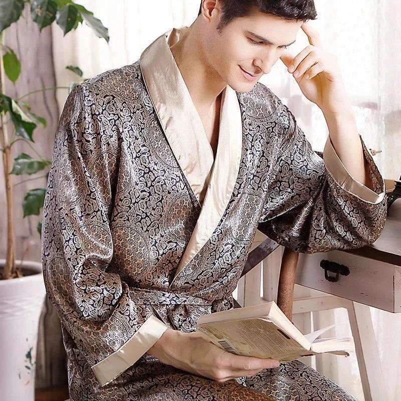 celebrity inspired women lingerie for a trendy lookBlue Gold Men Satin Bath Kimono