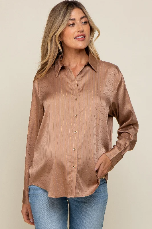 stylish design women nursing braCamel Metallic Stripe Satin Maternity Long Sleeve Blouse stylish design women nursing braCamel Metallic Stripe Satin Maternity Long Sleeve Blouse