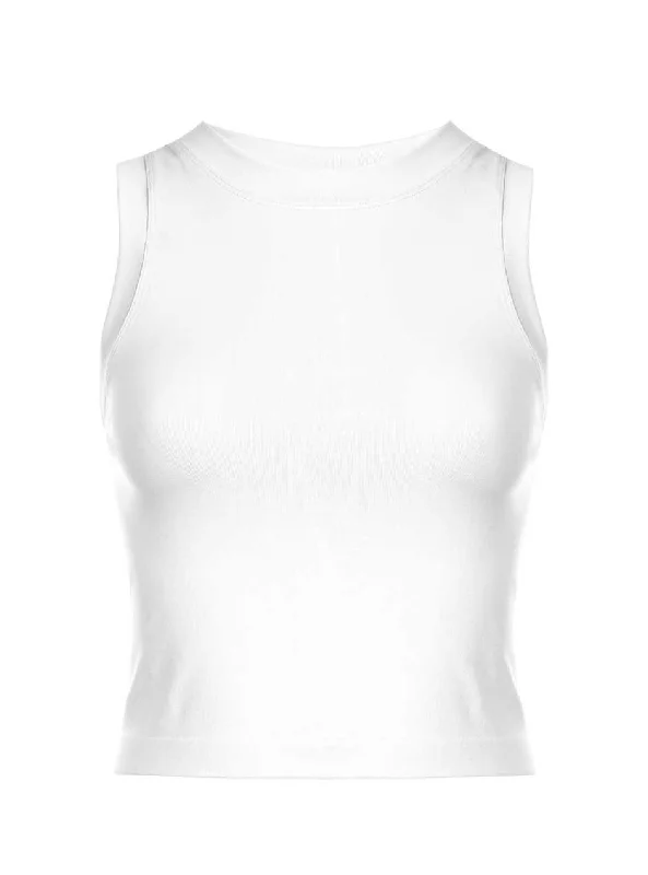 seamless side women bikini briefs for no - show linesD.F. Women's Cropped Seamless Muscle Tank Top - White