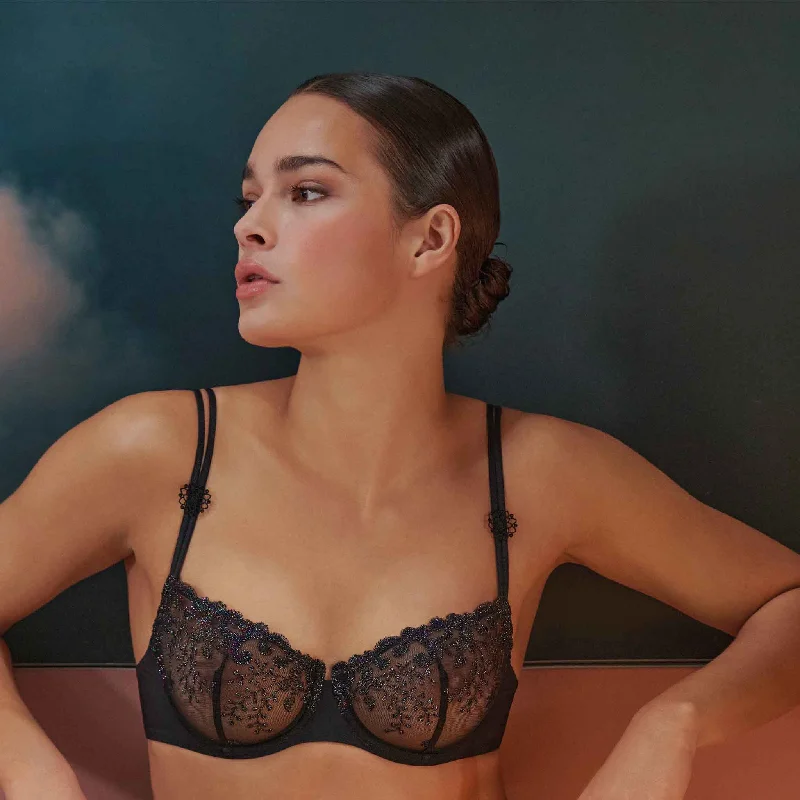 women lingerie with garters attached for a vintage touchDelice Noir Gem Half Cup Bra women lingerie with garters attached for a vintage touchDelice Noir Gem Half Cup Bra