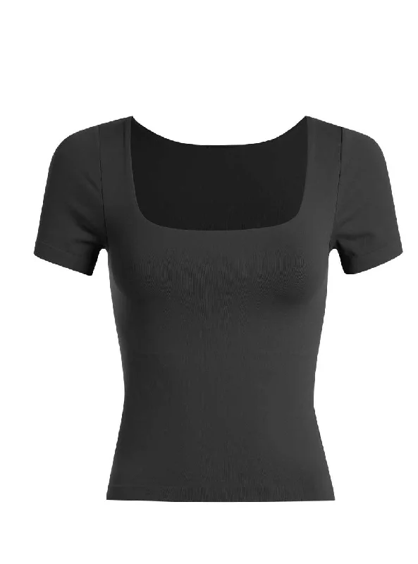 convertible women bikini briefs with removable strapsD.F. Women's Square Neck Short Sleeve Lined T-Shirt - Black