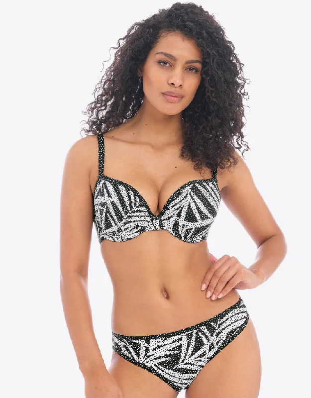 UV protection women bikini briefs for sun safetyFreya Gemini Palm Moulded Plunge Bikini Top Monochrome