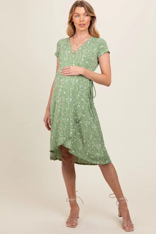 hypoallergenic women nursing bra for sensitive skinGreen Floral Hi-Lo Maternity Wrap Dress hypoallergenic women nursing bra for sensitive skinGreen Floral Hi-Lo Maternity Wrap Dress