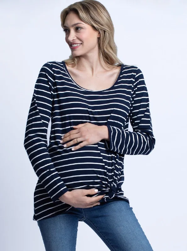 front closure women nursing braMaternity Cotton Swing Long Sleeve Tee Top - Stripes