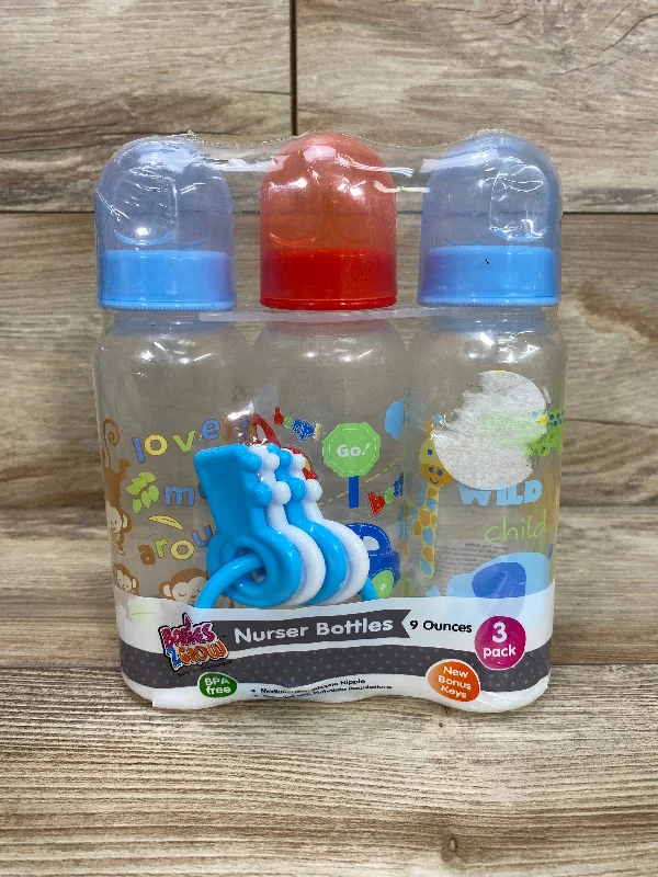 NEW Babies 2 Grow 3pk Nurser Bottles + Bonus Keys