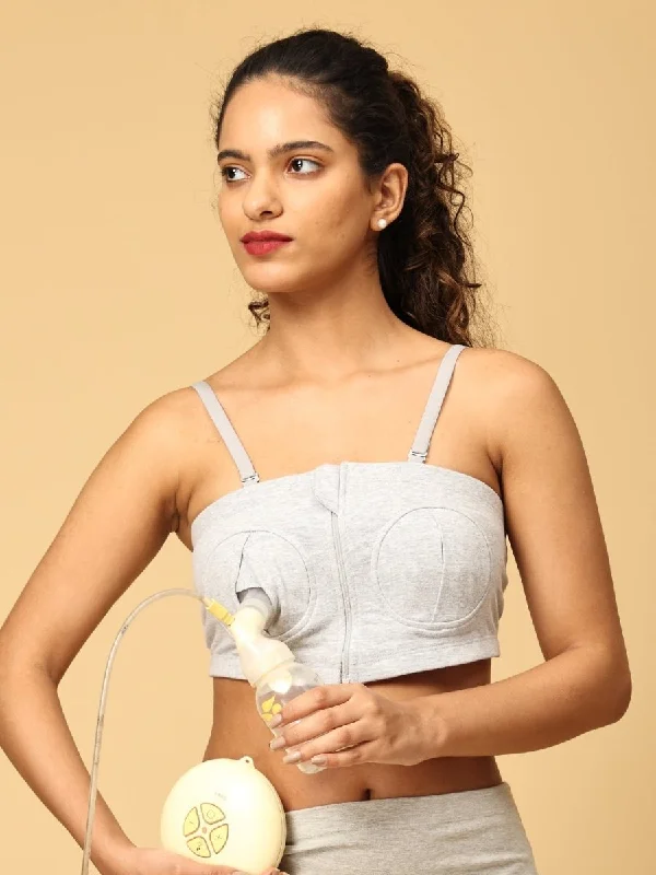 convertible women nursing bra with different stylesNursing Pumping Bra Grey-Hand Free convertible women nursing bra with different stylesNursing Pumping Bra Grey-Hand Free