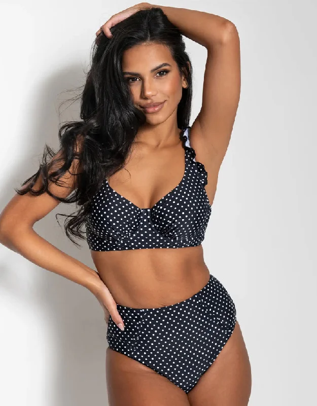 quick dry women bikini briefs for beach activitiesPour Moi Sicily Longline Bikini Top Black/White